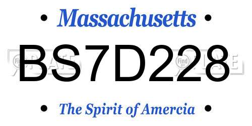 BS7D228 Massachusetts License Plate