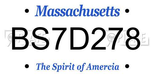 BS7D278 Massachusetts License Plate
