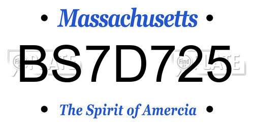 BS7D725 Massachusetts License Plate