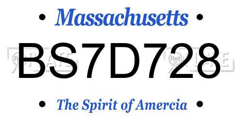 BS7D728 Massachusetts License Plate
