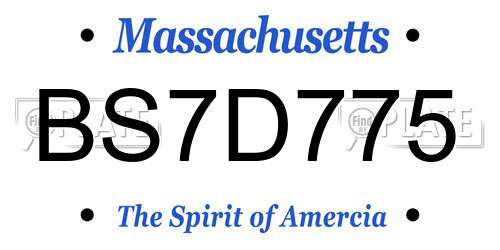 BS7D775 Massachusetts License Plate