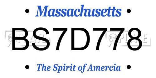 BS7D778 Massachusetts License Plate