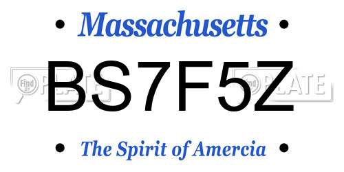 BS7F5Z Massachusetts License Plate