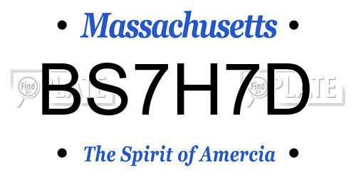 BS7H7D Massachusetts License Plate