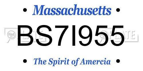 BS7I955 Massachusetts License Plate