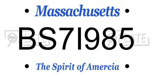 BS7I985 Massachusetts License Plate