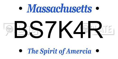 BS7K4R Massachusetts License Plate