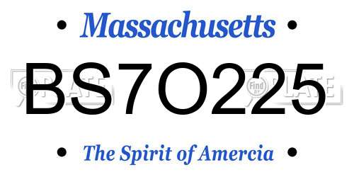 BS7O225 Massachusetts License Plate