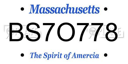 BS7O778 Massachusetts License Plate