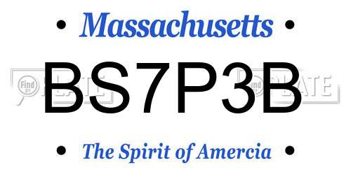BS7P3B Massachusetts License Plate