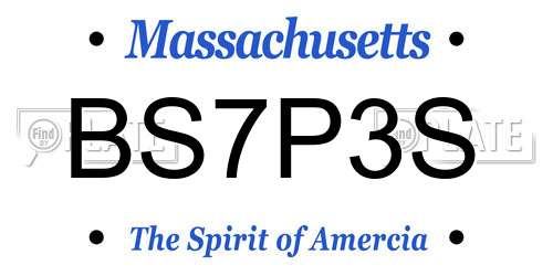 BS7P3S Massachusetts License Plate