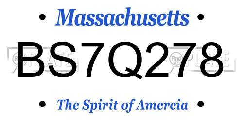 BS7Q278 Massachusetts License Plate
