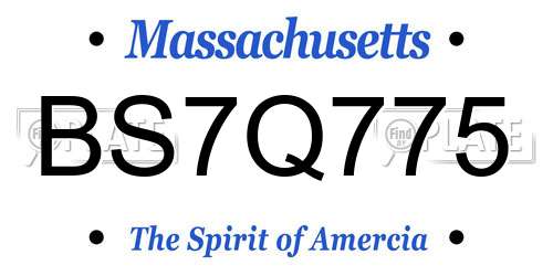 BS7Q775 Massachusetts License Plate