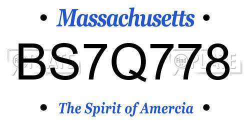 BS7Q778 Massachusetts License Plate