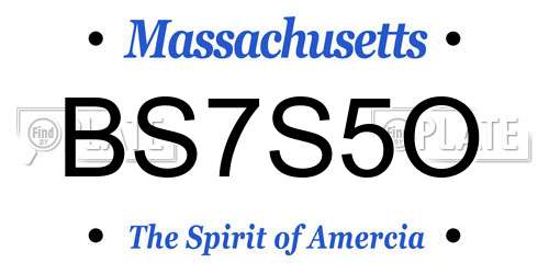 BS7S5O Massachusetts License Plate