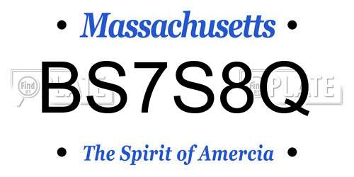 BS7S8Q Massachusetts License Plate
