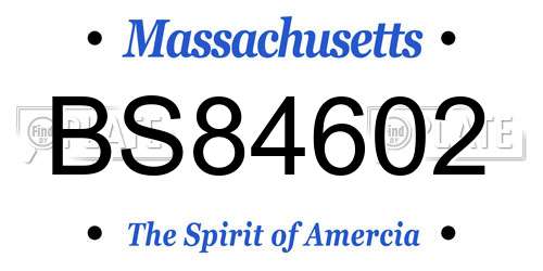 BS84602 Massachusetts License Plate