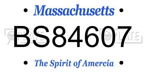 BS84607 Massachusetts License Plate