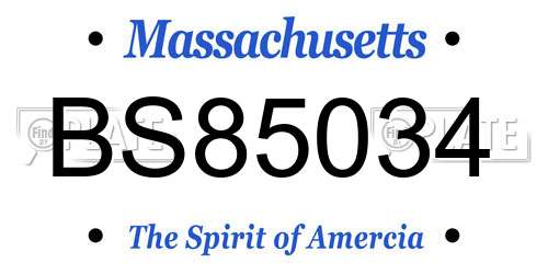 BS85034 Massachusetts License Plate