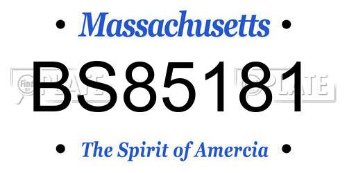 BS85181 Massachusetts License Plate
