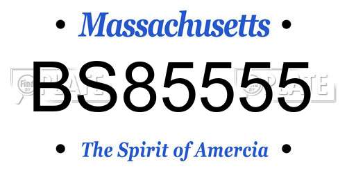 BS85555 Massachusetts License Plate