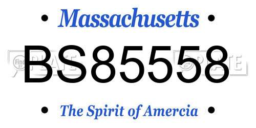 BS85558 Massachusetts License Plate