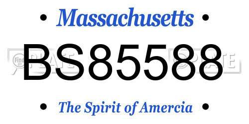 BS85588 Massachusetts License Plate