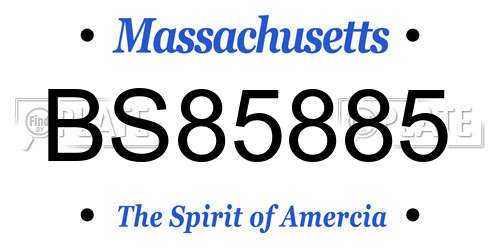 BS85885 Massachusetts License Plate