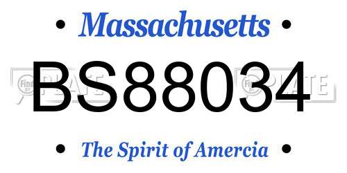 BS88034 Massachusetts License Plate