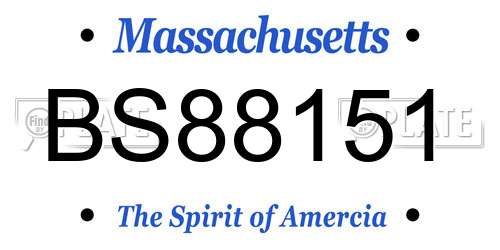 BS88151 Massachusetts License Plate