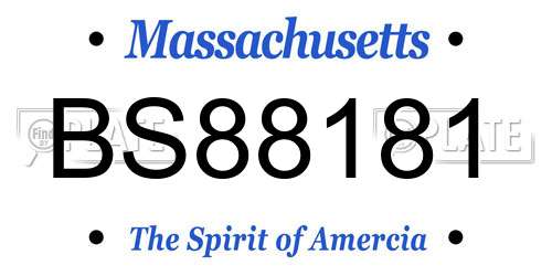 BS88181 Massachusetts License Plate