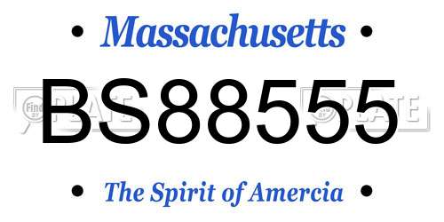BS88555 Massachusetts License Plate