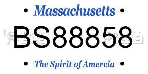 BS88858 Massachusetts License Plate