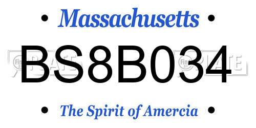 BS8B034 Massachusetts License Plate