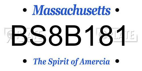 BS8B181 Massachusetts License Plate