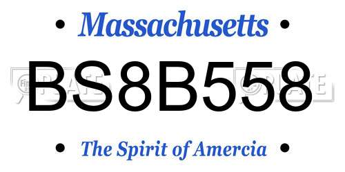 BS8B558 Massachusetts License Plate