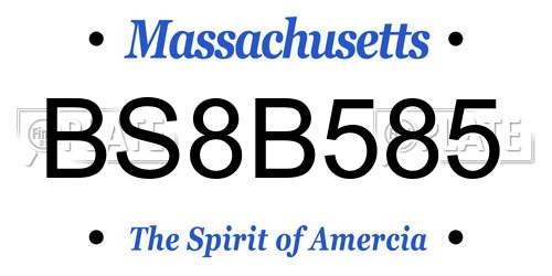 BS8B585 Massachusetts License Plate