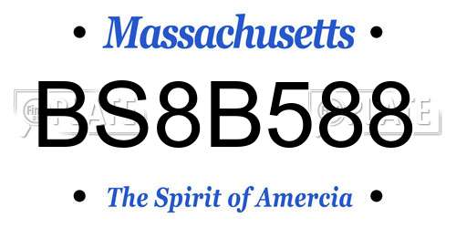 BS8B588 Massachusetts License Plate