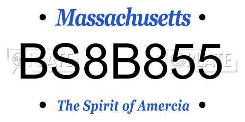 BS8B855 Massachusetts License Plate