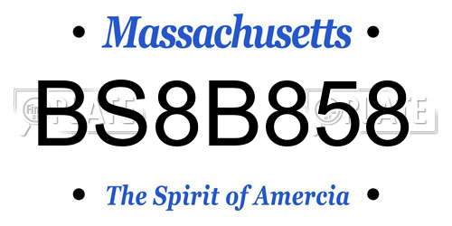 BS8B858 Massachusetts License Plate