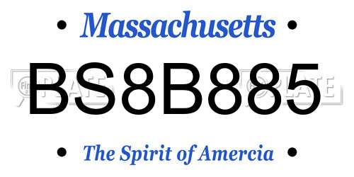 BS8B885 Massachusetts License Plate