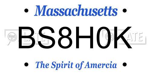 BS8H0K Massachusetts License Plate
