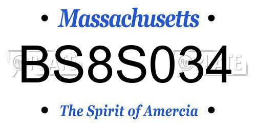 BS8S034 Massachusetts License Plate