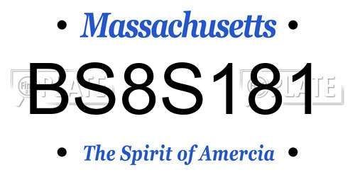 BS8S181 Massachusetts License Plate