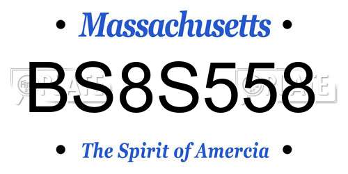 BS8S558 Massachusetts License Plate