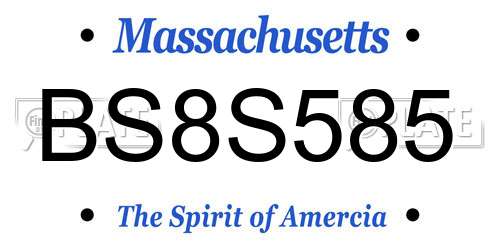 BS8S585 Massachusetts License Plate