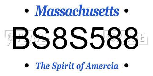BS8S588 Massachusetts License Plate