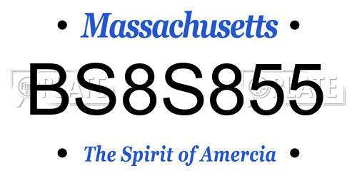 BS8S855 Massachusetts License Plate