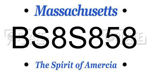BS8S858 Massachusetts License Plate