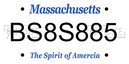 BS8S885 Massachusetts License Plate